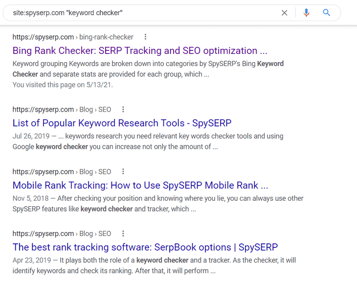 Parola chiave di ricerca del sito