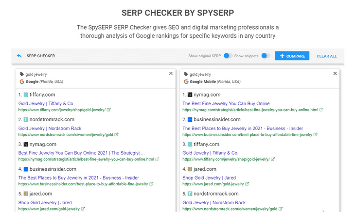 Spyserpによる無料のSerpチェッカー