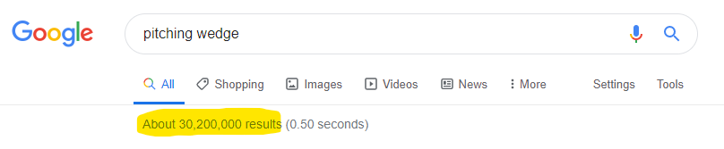 สกรีนช็อตของการค้นหา pitching wedge ใน Google
