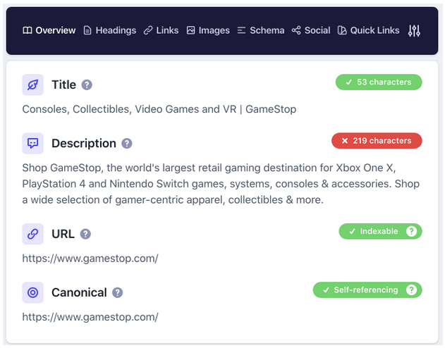 Detaillierter Screenshot der SEO-Erweiterung