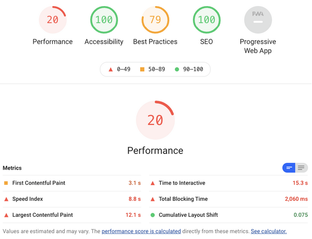 Screenshot der Lighthouse-Erweiterung