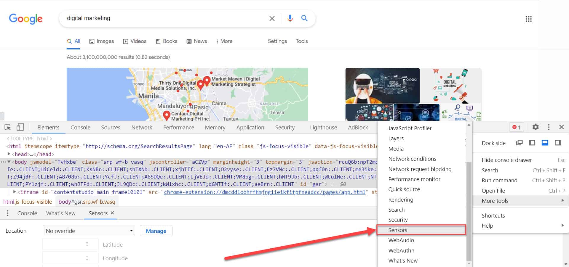 グーグルクロームその他のツールセンサー