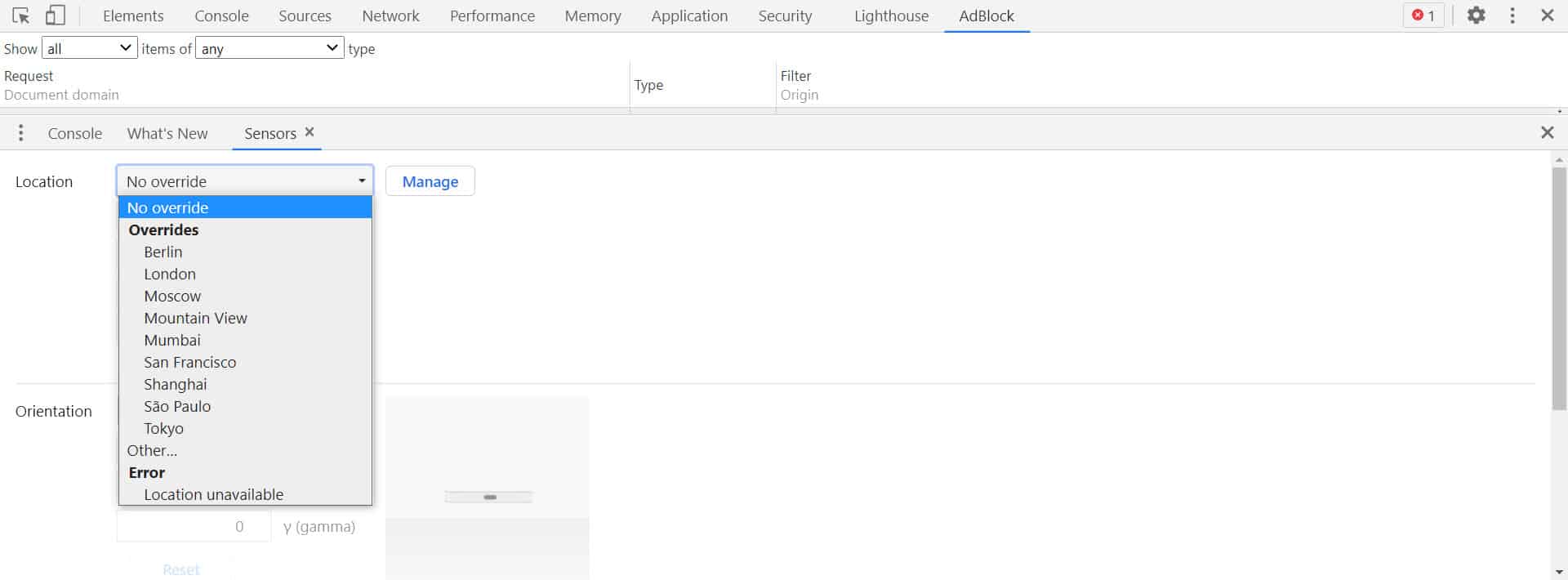 グーグルクローム開発ツールオーバーライド