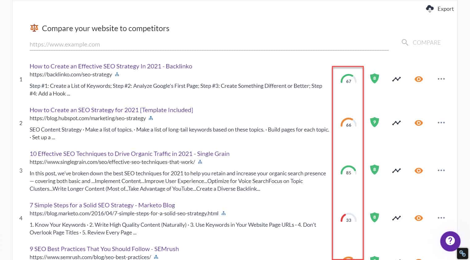 Surfer SEO Serp Analyse