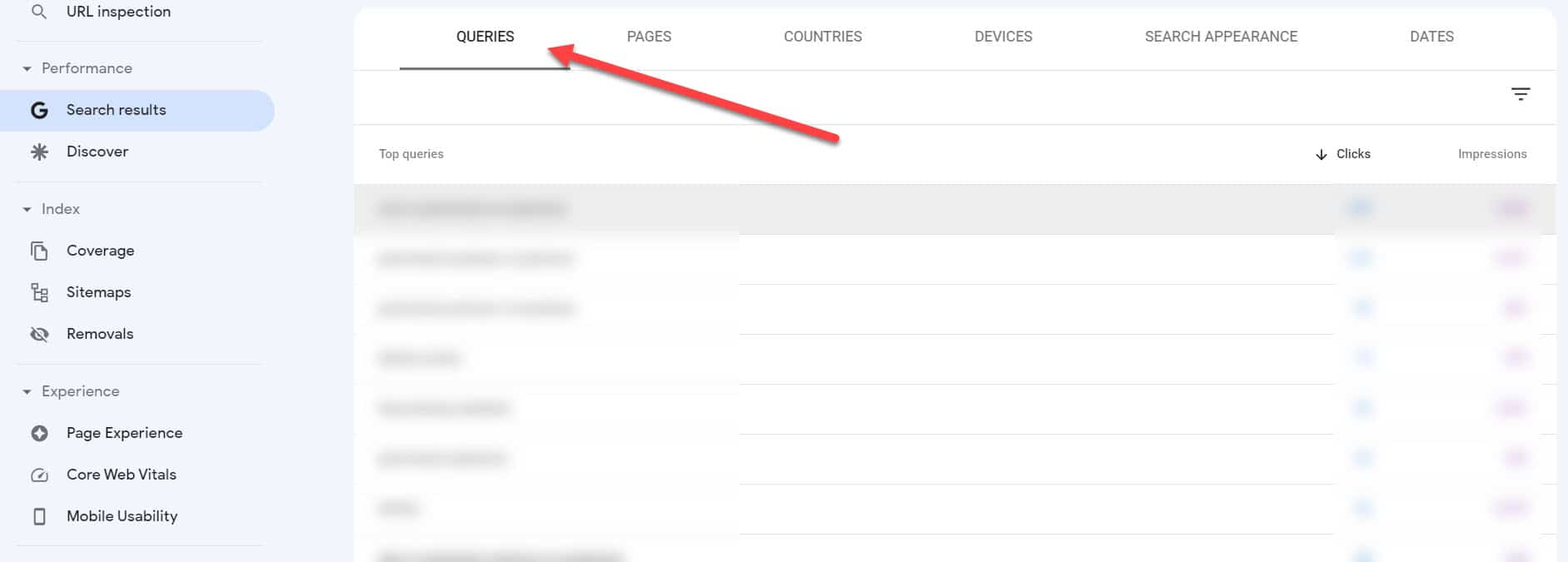 คำค้นหาผลการค้นหาประสิทธิภาพ gsc
