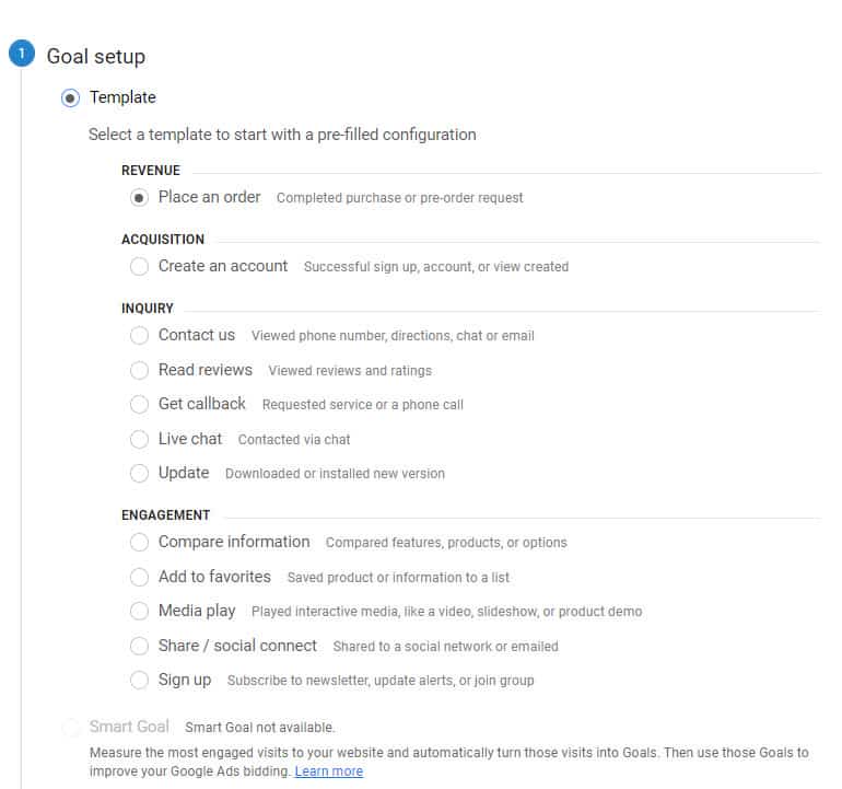 การตั้งค่าเป้าหมายของ Google Analytics
