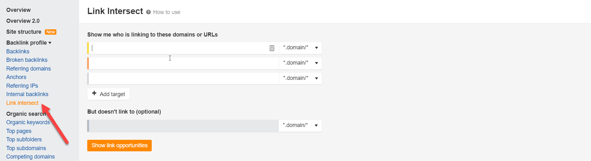 ahrefs 링크 교차