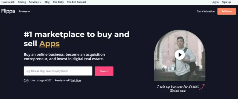 flippa-домашняя страница-партнерское-маркетинговое-программное обеспечение