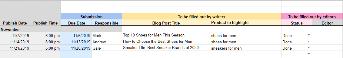 Пример календаря контента для малого бизнеса Sample content calendar to follow for small businesses
