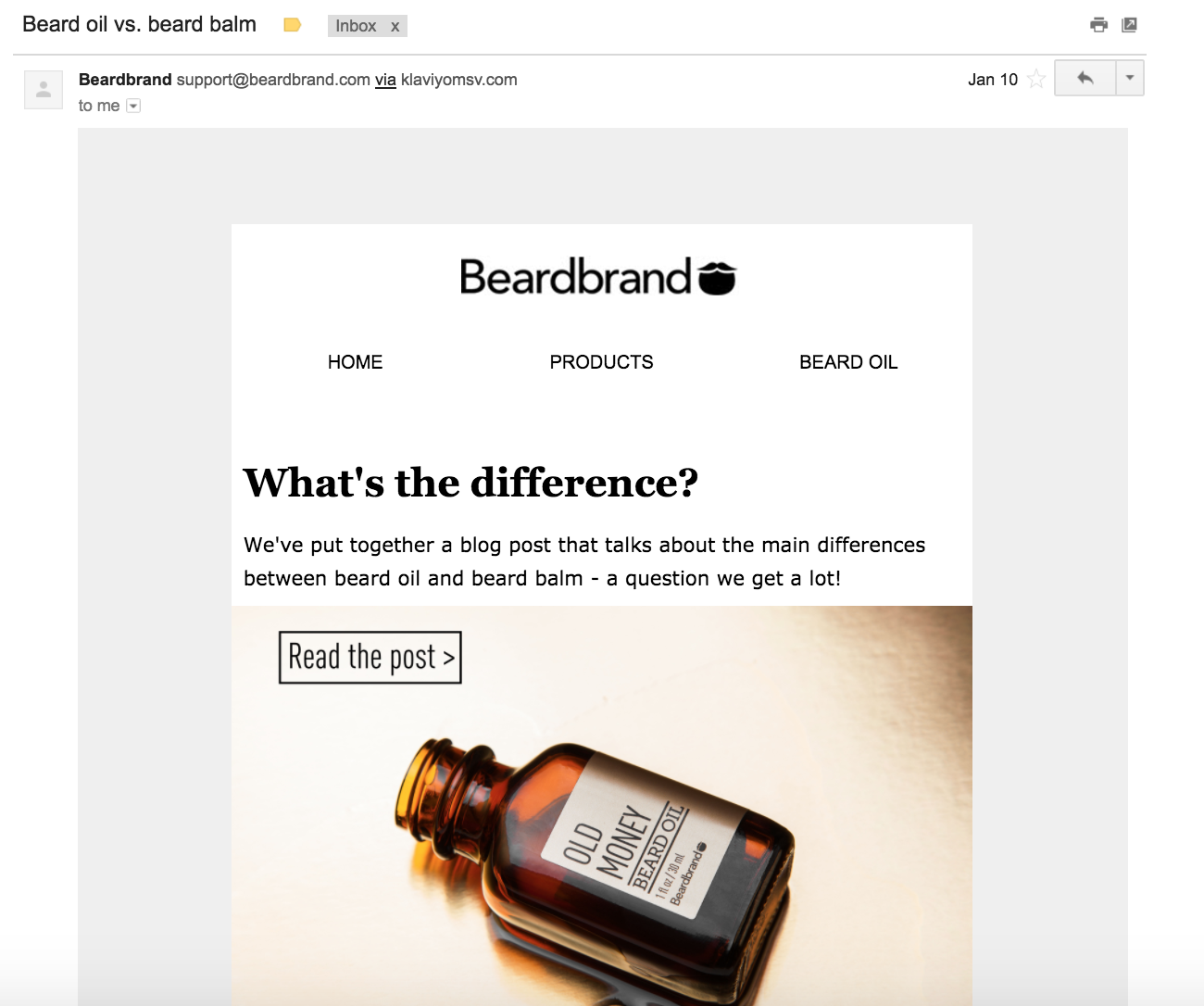 Beardbrandから送信された教育用メール