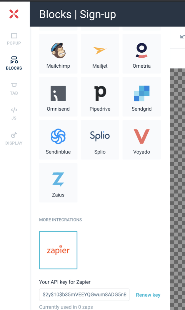 Integración de Wisepops con Zapier