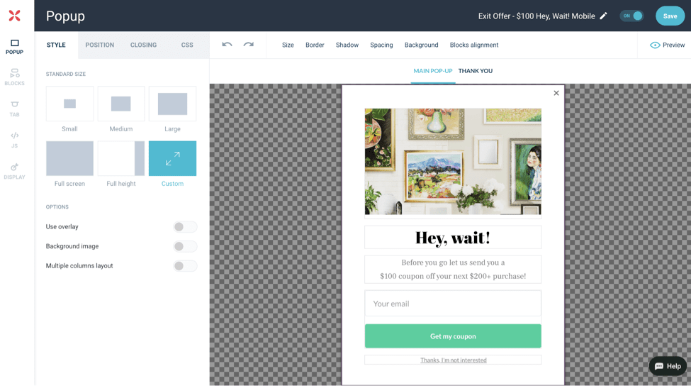 Creador de ventanas emergentes Wisepops