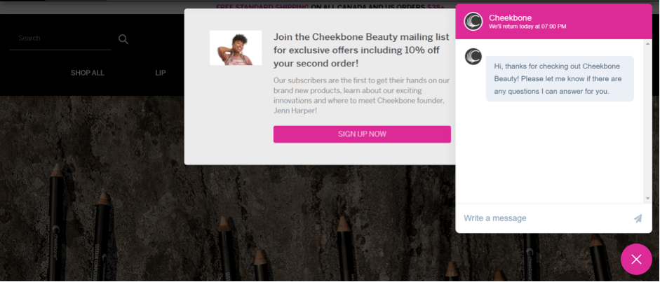 Exemplu de chat de asistență clienți la fața locului