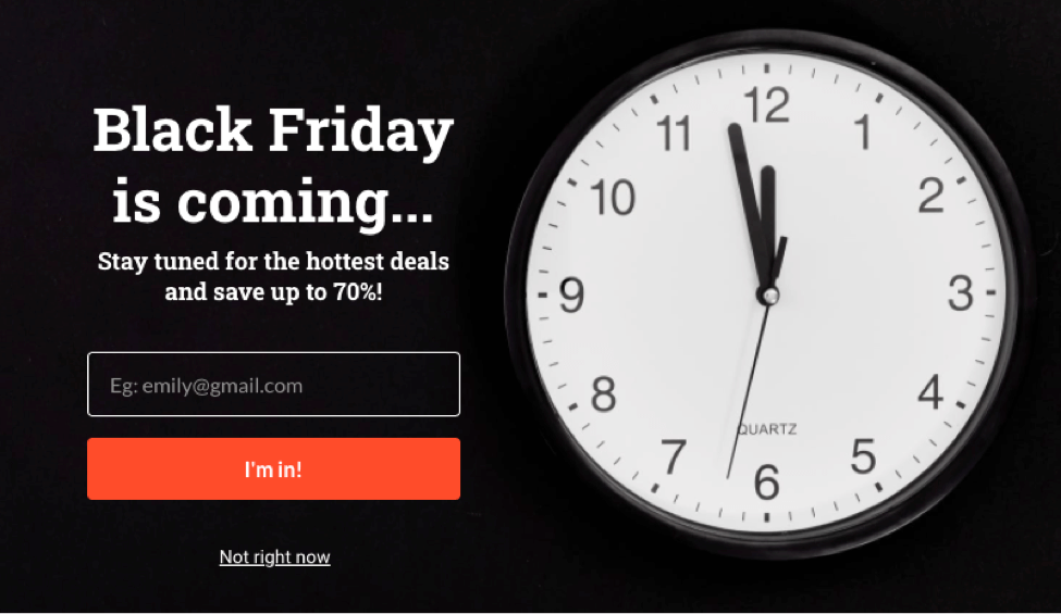 ブラックフライデーのポップアップ