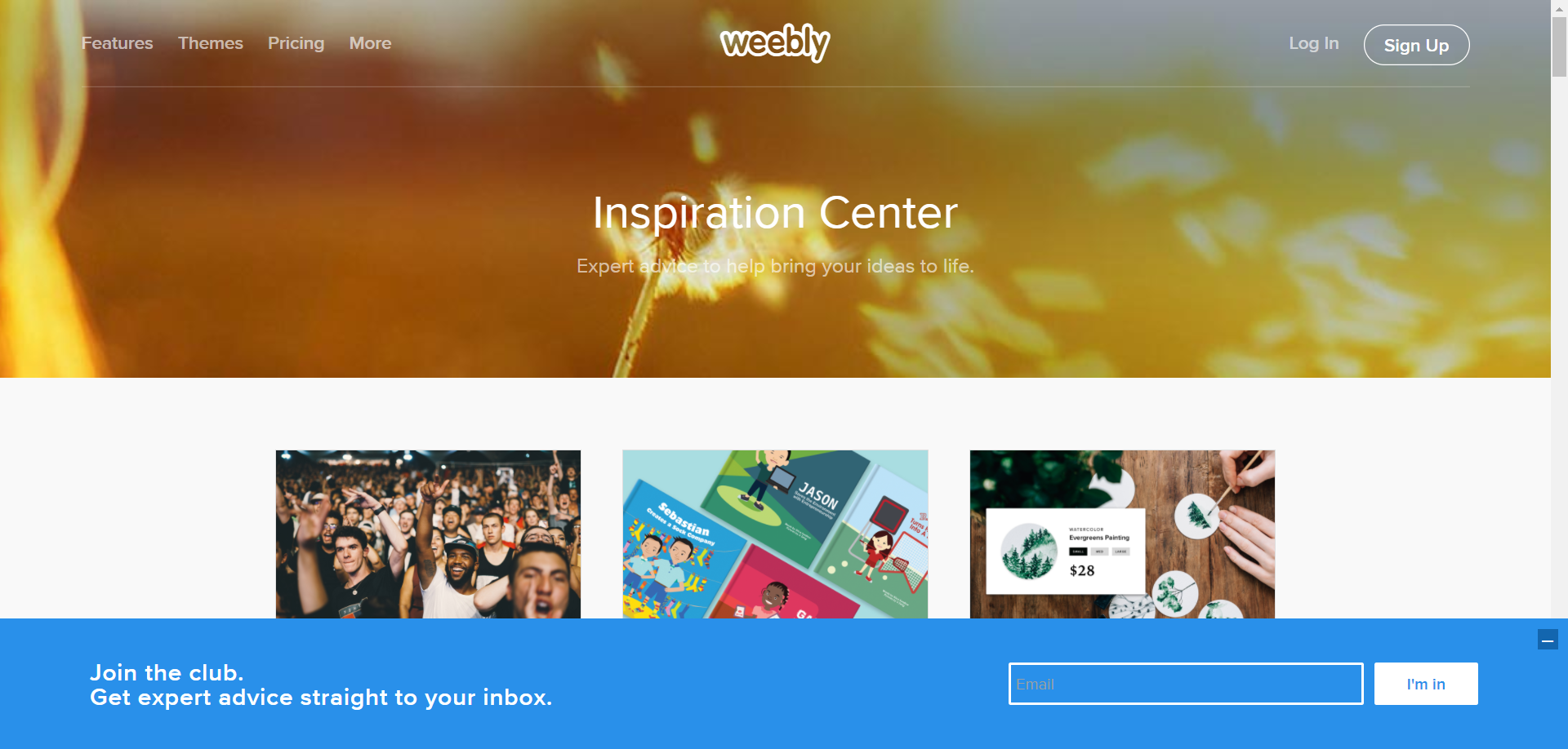 Bara de abonament Weebly