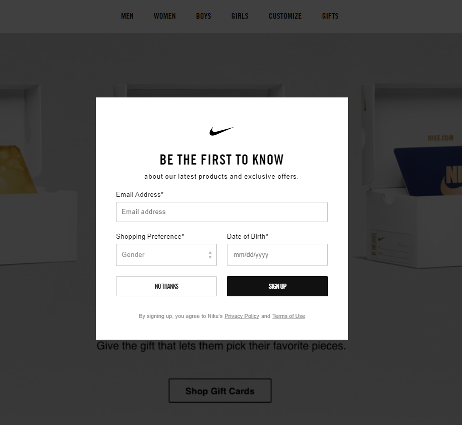 Pop-up Nike