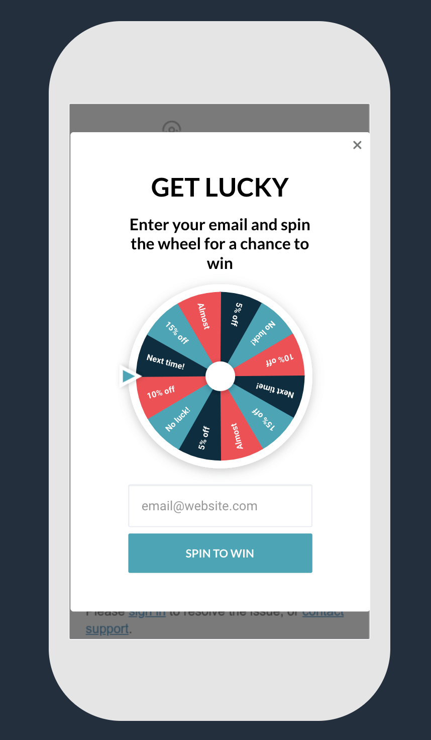 Modelo de spin-to-win para dispositivos móveis