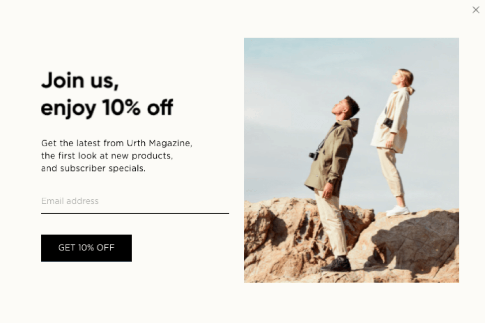 Popup des Magazins Urth