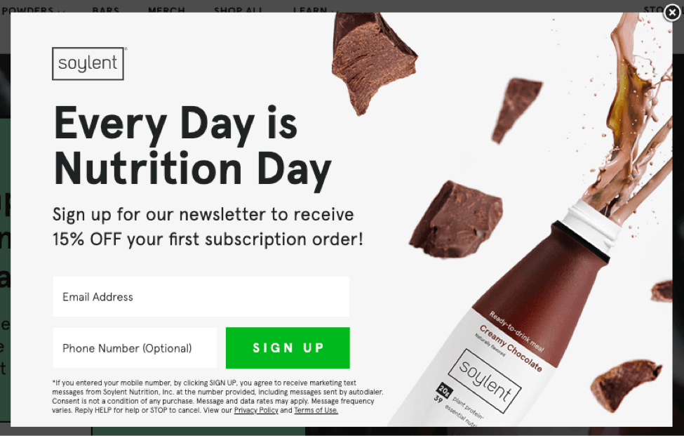 Soylent-Popup-Beispiel