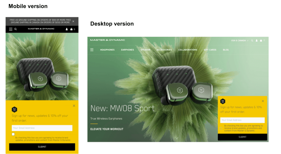 Beispiel für ein Master-Dynamic-Popup