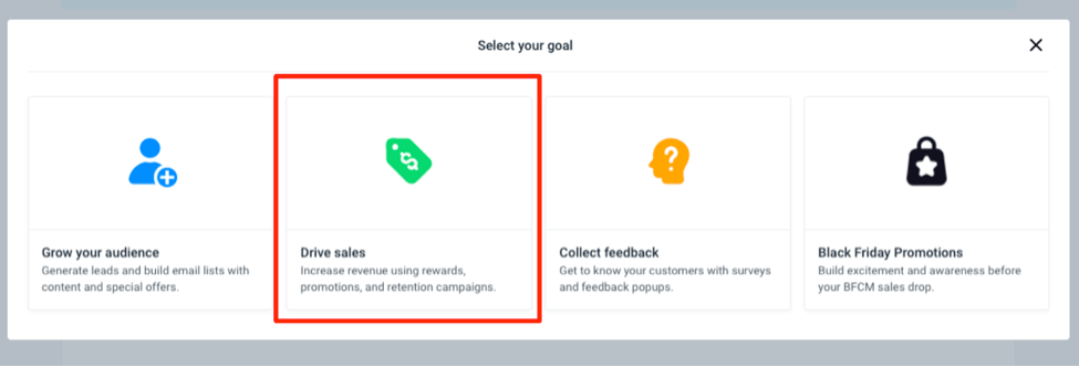 Objetivo da campanha Wisepops
