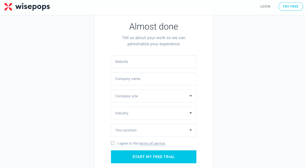 Informações de inscrição no Wisepops