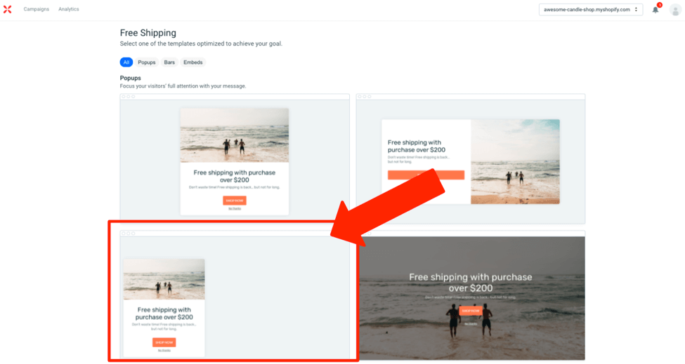 Wisepops selecionar modelo