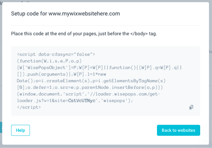 Wisepops Wix 設置代碼