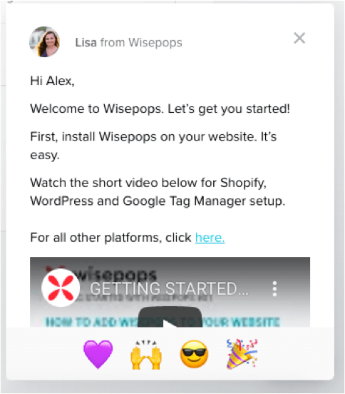 Wisepops 歡迎電子郵件