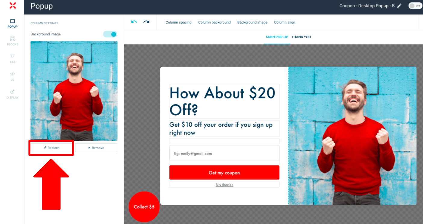 Ganti gambar stok di popup WooCommerce Anda