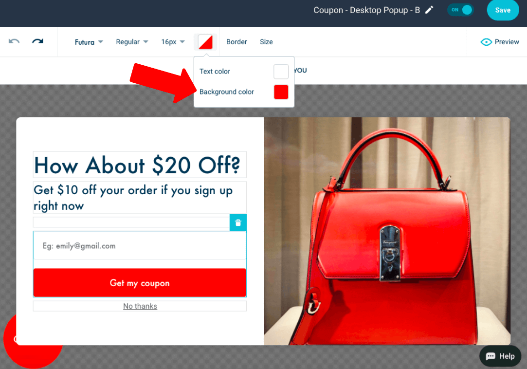 Edit warna CTA di popup WooCommerce Anda