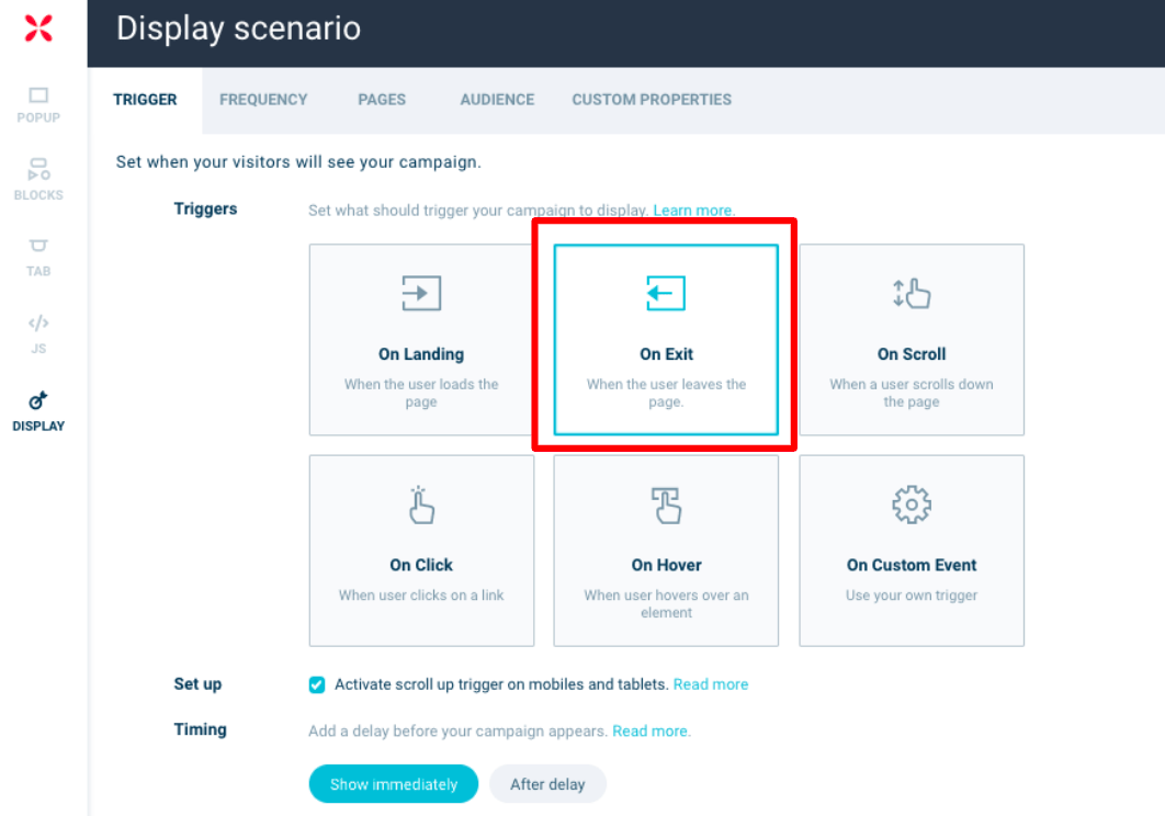 Pemicu tampilan popup