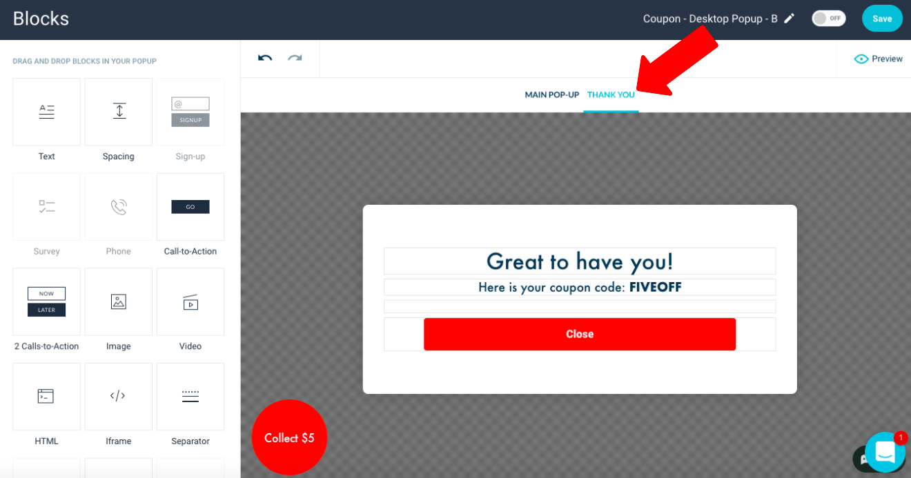 Terima kasih opsi sembulan