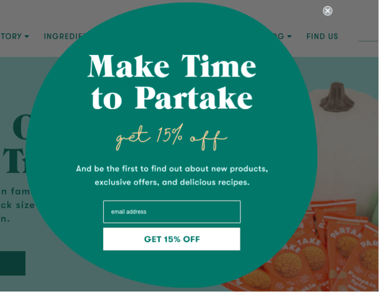 ป๊อปอัพ Partake Foods