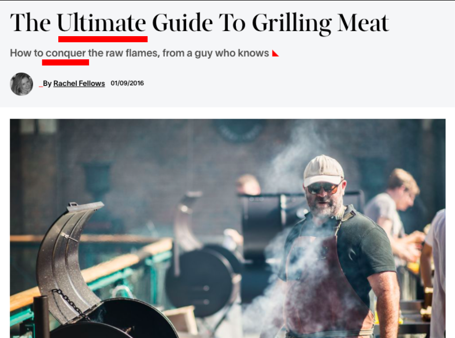 헤드라인에 강력한 단어를 사용하는 예