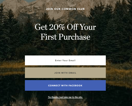 有折扣的弹出窗口