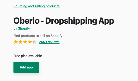 Oberlo-shopify- الصفحة