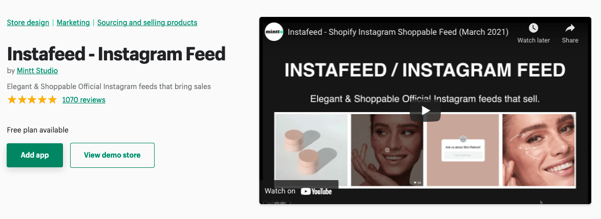 instafeed- shopify- الصفحة