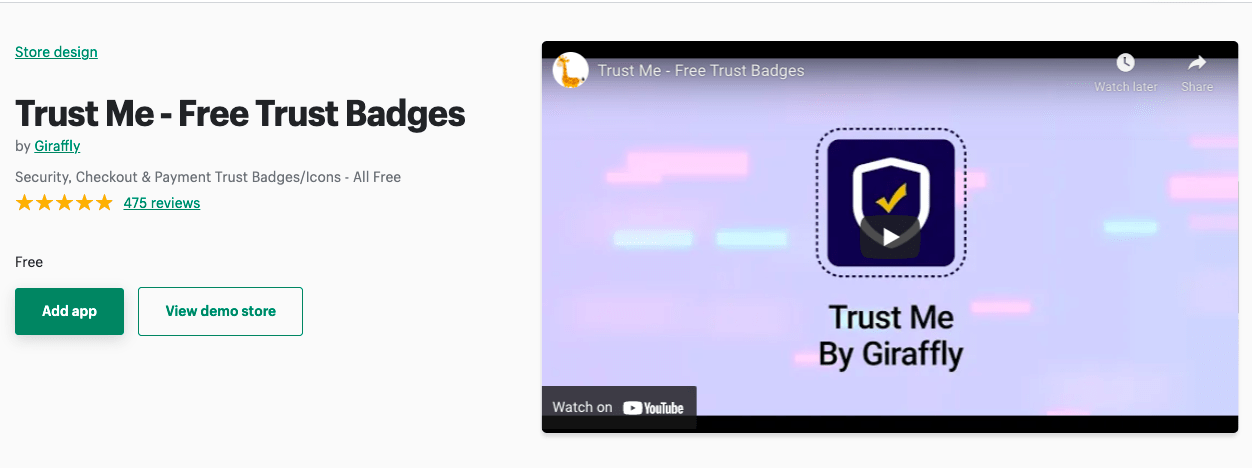 شارات الثقة shopify الصفحة
