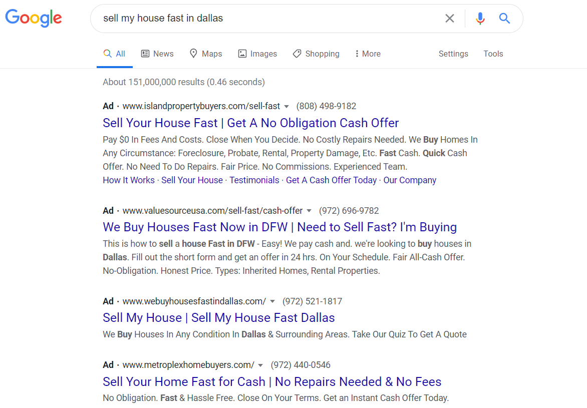 ขายบ้านของฉันอย่างรวดเร็วในดัลลัสจ่ายโฆษณา