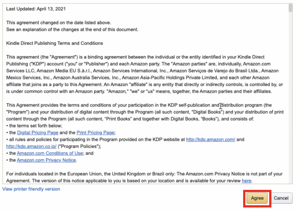 Условия прямой публикации Kindle