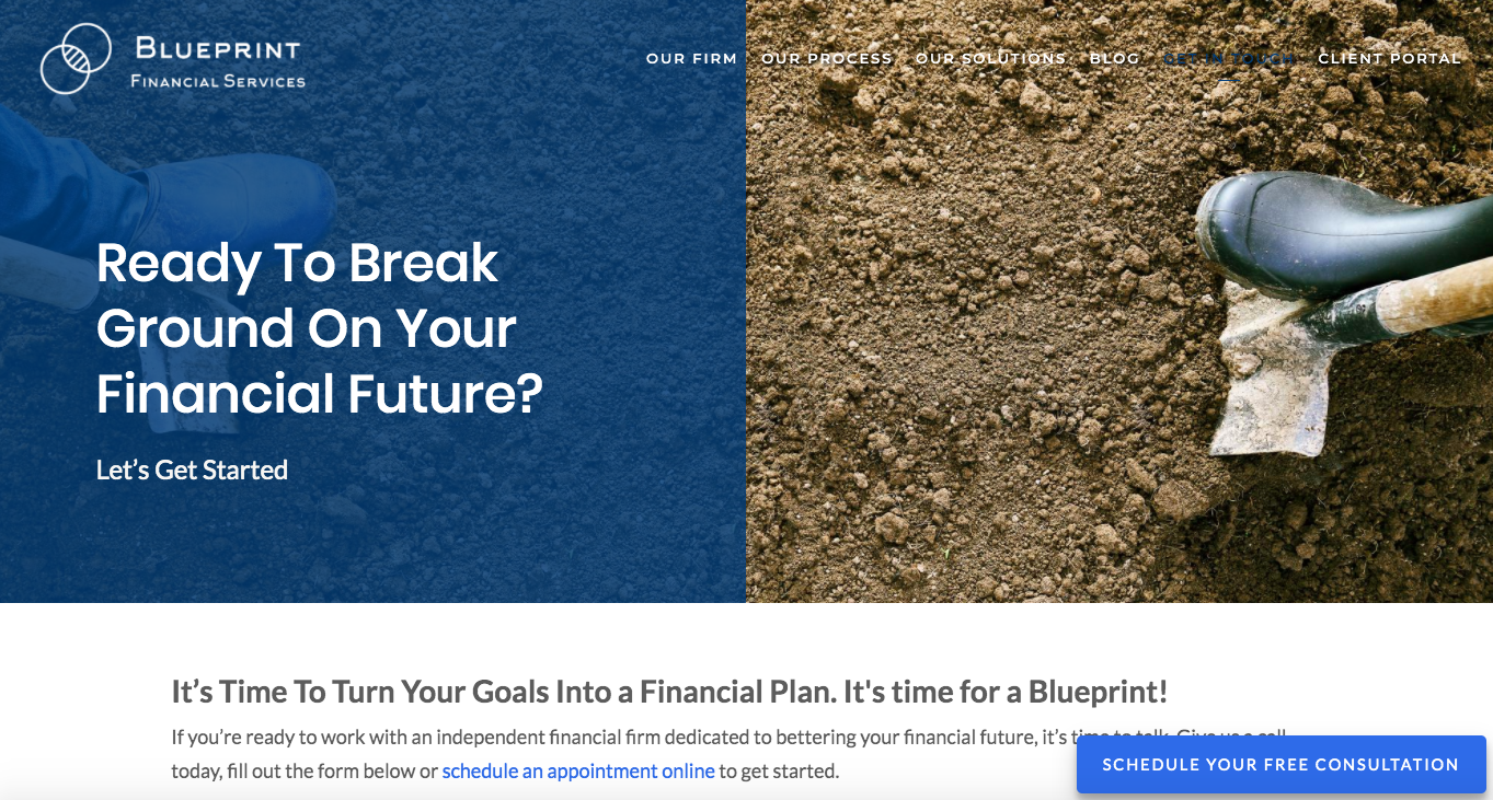 청사진 금융 서비스 연락처 페이지