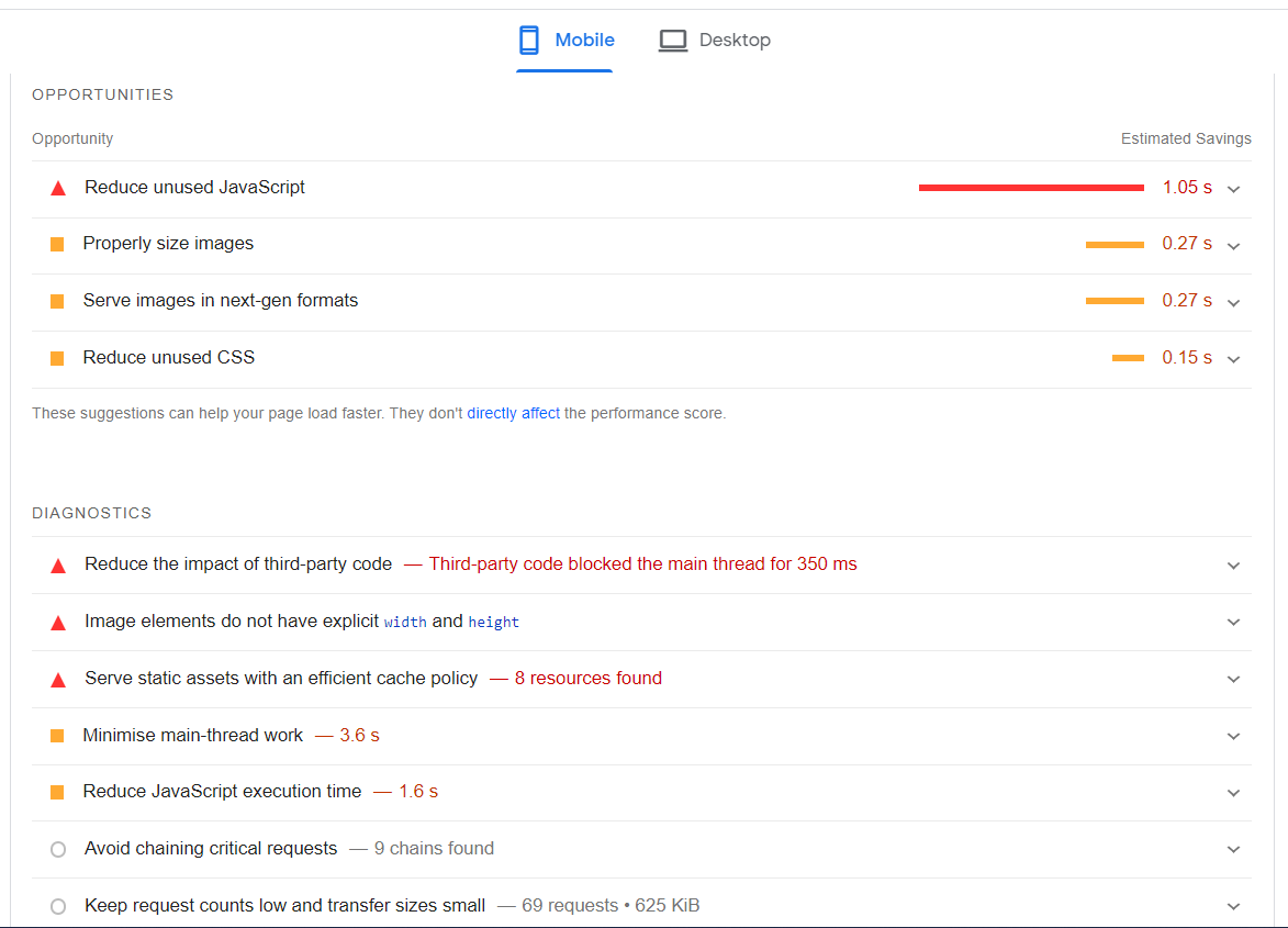 temel web hayati bilgileri için sayfa hızı içgörüleri fırsatları ve tanılama