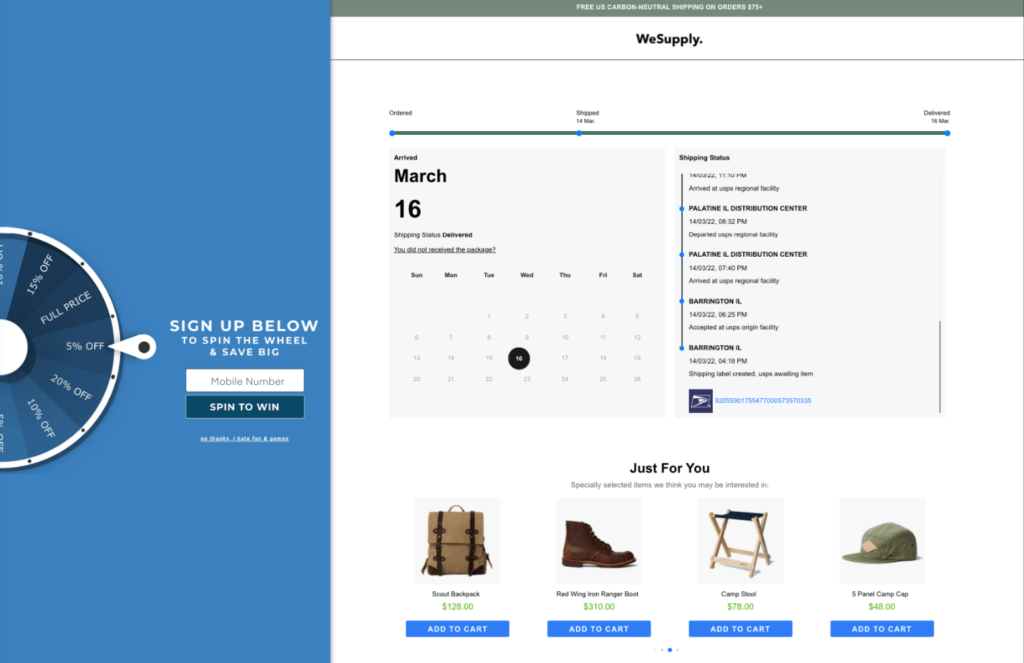 SMS 选择加入跟踪页面