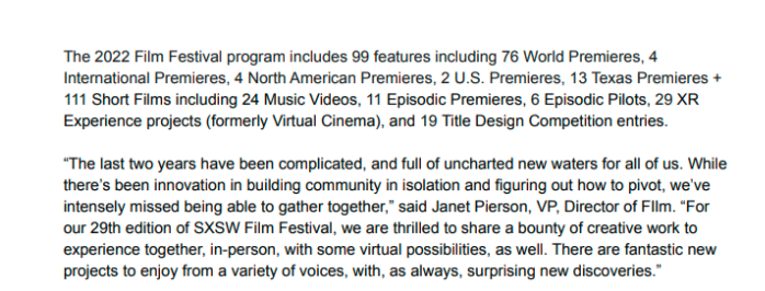 comunicato stampa per un esempio di evento