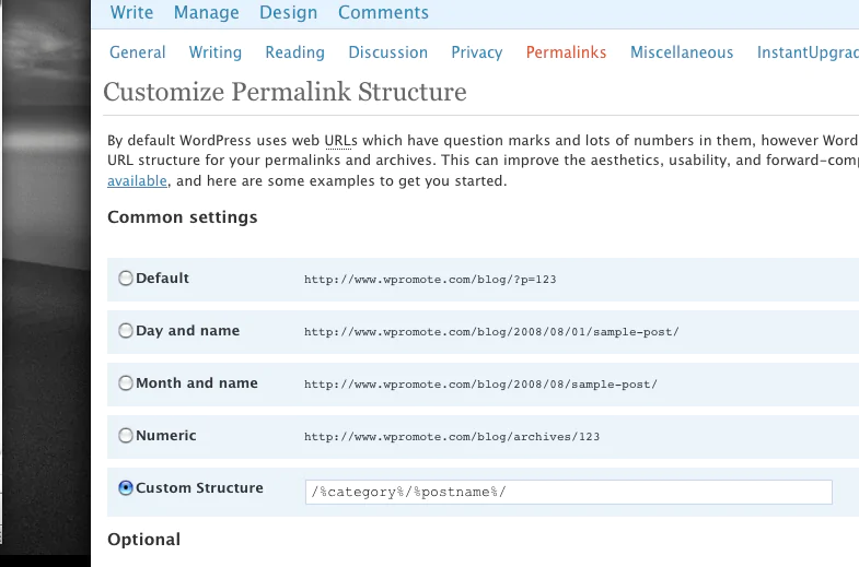 WordPress Custom Permalink Structure