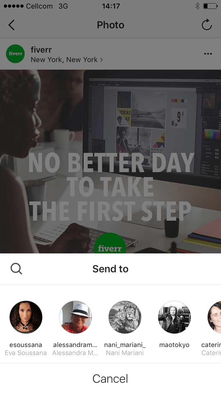 pagina del messaggio diretto di instagram 1