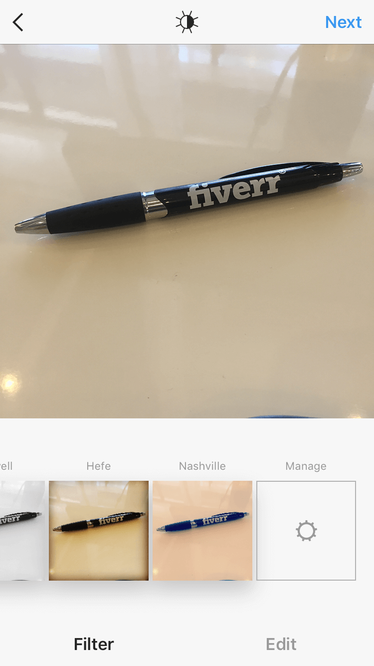 opzioni dei filtri di instagram