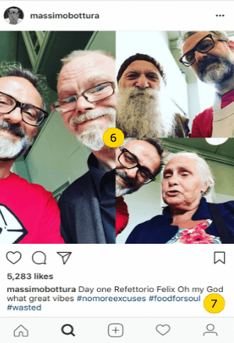 Pagina del proprietario del ristorante Instagram