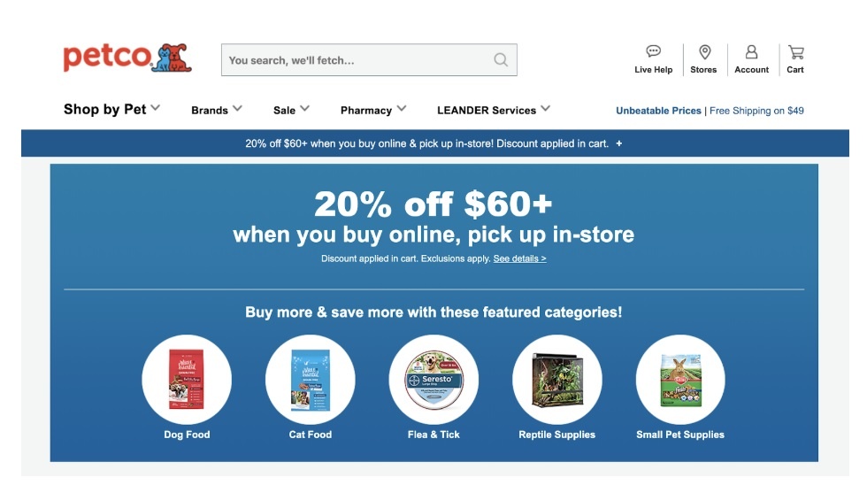 Promoción BOPIS de Petco